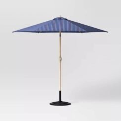 9' Round Outdoor Patio Market Umbrella with Faux Wood Pole - Threshold™