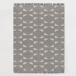 5'x7' Positive Negative Geo Tapestry Rectangular Woven Outdoor Area Rug Gray - Threshold: Patio Decor, Latex Backing
