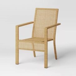 Stacking Steel Outdoor Patio Chairs, Arm Chairs Brown - Threshold: Rust-Resistant, No Assembly Required