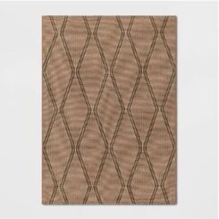 5'x7' Jute Diamond Tapestry Rectangular Woven Outdoor Area Rug Taupe - Threshold: Latex Backed, Traditional Style