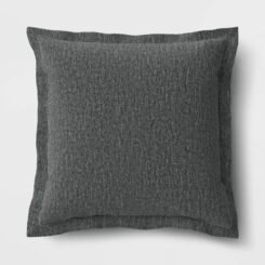 26"x25" Solid Woven Outdoor Deep Seat Back Cushion Charcoal - Threshold