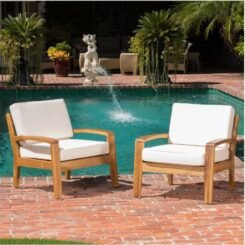 Grenada Set of 2 Wooden Club Chairs With Cushions - Christopher Knight Home