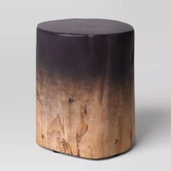 Irregular Ombre Wooden Stump Outdoor Patio Accent Table Natural - Threshold
