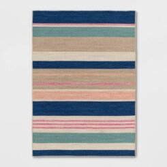 5'x7' Striped Rectangular Braided Outdoor Area Rug Multicolor Pastels - Threshold