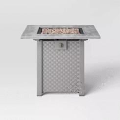 30" Square Stamped Steel Wicker Outdoor Fire Pit - Threshold: Lava Rock, Heat-Resistant, 50k BTU