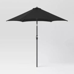 9' Round Outdoor Patio Market Umbrella with Black Pole - Room Essentials