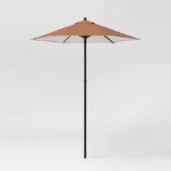 6' Round Outdoor Patio Market Umbrella with Black Pole - Room Essentials