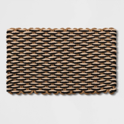 1'6"x2'6" Rope Braided Basket Weave Doormat Black/Brown/Cream - Threshold™: Outdoor Front Door Mat, High Pile