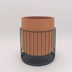 Hilton Carter for Target 12" Wide with Metal Stand 13.9" Terracotta Indoor Outdoor Planter Pot Orange
