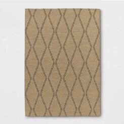 7'x10' Jute Diamond Tapestry Rectangular Woven Outdoor Area Rug Taupe - Threshold