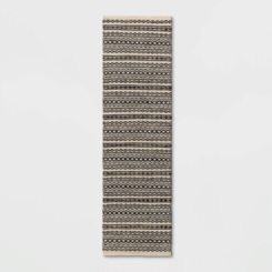 2'x7' Washable Norwalk Stripe Runner Rug Black/White - Threshold™: Indoor Flat Pile, Machine Washable