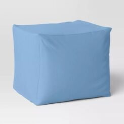 18"x15" Outdoor Patio Pouf Quilted Blue - Room Essentials: UV-Resistant, Water-Resistant, Square Ottoman