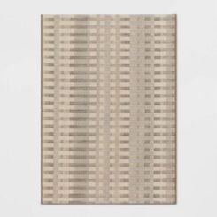 5'x7' Beachside Grid Outdoor Rug Naturals - Threshold™ designed with Studio McGee: Patio, Woven, Flat Pile