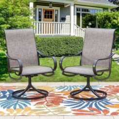 2pk Patio Swivel Rocking Chairs Black - Captiva Designs: Rust-Resistant, Weatherproof