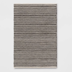4'x6' Washable Norwalk Stripe Accent Rug Black/White - Threshold™: Indoor Flat Pile, Woven, GoodWeave Certified