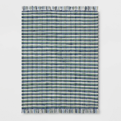 4'x5'6" Striped Chindi Handwoven Area Rug Green/Blue - Room Essentials™