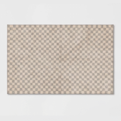 2'6"x4' Washable Checkerboard Plush Accent Rug - Threshold™: Indoor Gray Medium Pile, Skid-Resistant