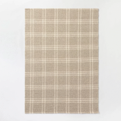 5'x7' Cottonwood Handwoven Plaid Wool/Cotton Area Rug Neutral - Threshold™ designed with Studio McGee: 5x7 Cream Flat Pile Rug