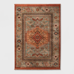 7'x10' Floral Woven Accent Rug Rust/Green - Threshold™