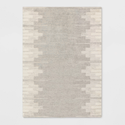 5'x7' Modern Lines Plush Area Rug Cream - Threshold™: Rectangle, Medium Pile, Pet Friendly, Machine Made
