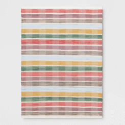 4'x5'6" Check Striped Chindi Handwoven Area Rug Warm Tones - Room Essentials™