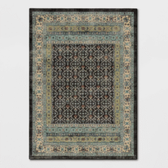 5'x7' Distressed Geometric Tufted Area Rug Gray/Green - Threshold™: Fade & Stain-Resistant, Skid-Resistant