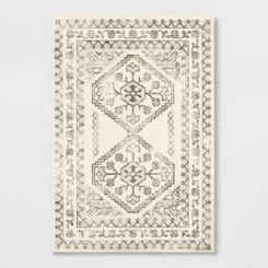 7'x10' Kensington Washable Persian Style Cream Rug Cream - Threshold™: Traditional Medium Pile, Skid-Resistant