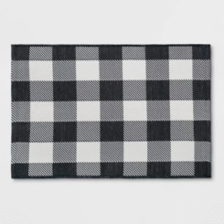 2'x3' Washable Reversible Scatter Indoor/Outdoor Accent Rug Black/White - Threshold™: Check Pattern, Flat Pile, Machine Washable