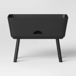 5pc Rectangular Indoor Outdoor Garden Bed 1 Planter with Stand Black 27"x15.5"x20" - Room Essentials