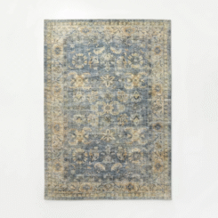 5'x7' Warm Bright Area Rug Indigo - Threshold™ designed with Studio McGee: Floral Botanical Low Pile Indoor Rug