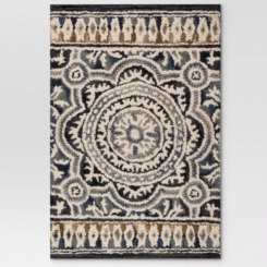 2'x3' Floral Belfast Hooked Accent Rug Indigo - Threshold™: Traditional Wool Botanical Low Pile Indoor Rug
