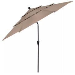 Pure Garden 10' Octagon Outdoor Patio Market Umbrella: Wind-Resistant, Crank & Push-Button Tilt, Steel Frame
