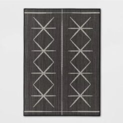 5'3"x7' Modern Crisscross Rectangular Woven Indoor Outdoor Area Rug Black - Threshold: Patio, Flatweave