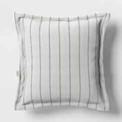 26"x25" Simple Stripe Outdoor Deep Seat Back Cushion Cream/Black - Threshold
