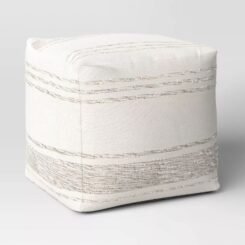 18"x18" Outdoor Patio Pouf Stripe Marl Ottoman- Threshold