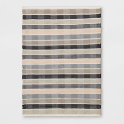 4'x5'6" Check Striped Chindi Handwoven Area Rug Brown - Room Essentials™