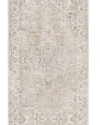 Nourison Astra Machine Washable Vintage Medallion Indoor Bathroom, Kitchen Runner Rug Beige 2'2" x 12'