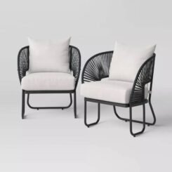 Mackworth 2pk Rope Patio Club Chairs, Outdoor Furniture - Black - Threshold