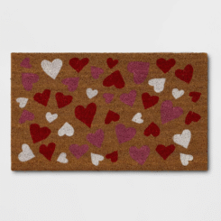 1'6"x2'6" Valentine's Day All Over Hearts Coir Doormat Pink/Red/White - Threshold™