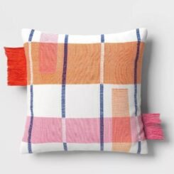18"x18" Blocks & Stitches Square Outdoor Throw Pillow Multicolor - Threshold