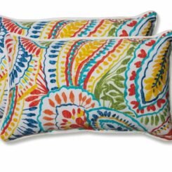2pc Outdoor Lumbar Throw Pillow Set Ummi - Pillow Perfect: Weather-Resistant, Abstract Paisley Design