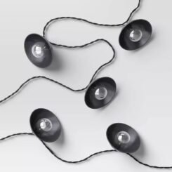 10ct LED Gray Hood Indoor Outdoor Lantern String Lights Clear Bulbs with Black Wire - Threshold