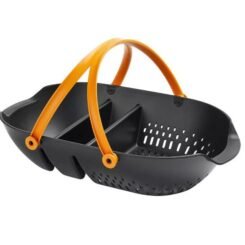 Fiskars Harvesting Basket: Ergonomic Garden Produce & Tool Carrier, Colander Side, Plastic, Black