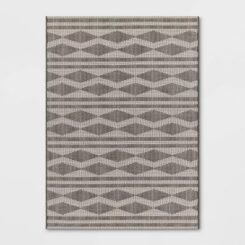 5'x7' Tapestry Geo Outdoor Rug Gray - Threshold