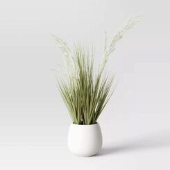 29.5" Large Bear Grass Artificial Plant - Threshold: Indoor/Outdoor, White Ceramic Pot